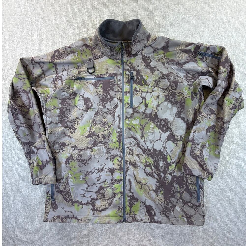 Sixsite Mens 2XL Tan Green Rana Camo Soft Shell Full Zip Hunting Jacket Outdoor